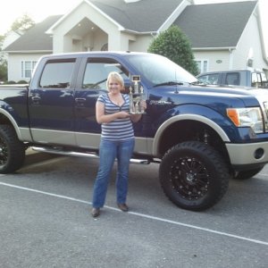 Ole' Blue and my girlfriend with the trophy.