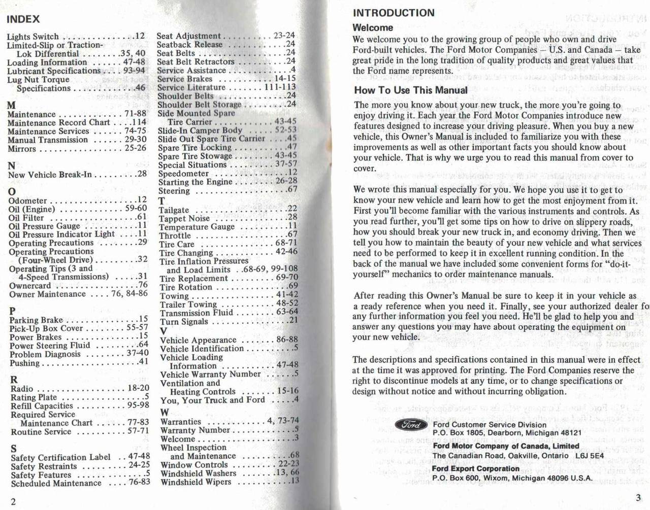 1974 Ford Operators Manual