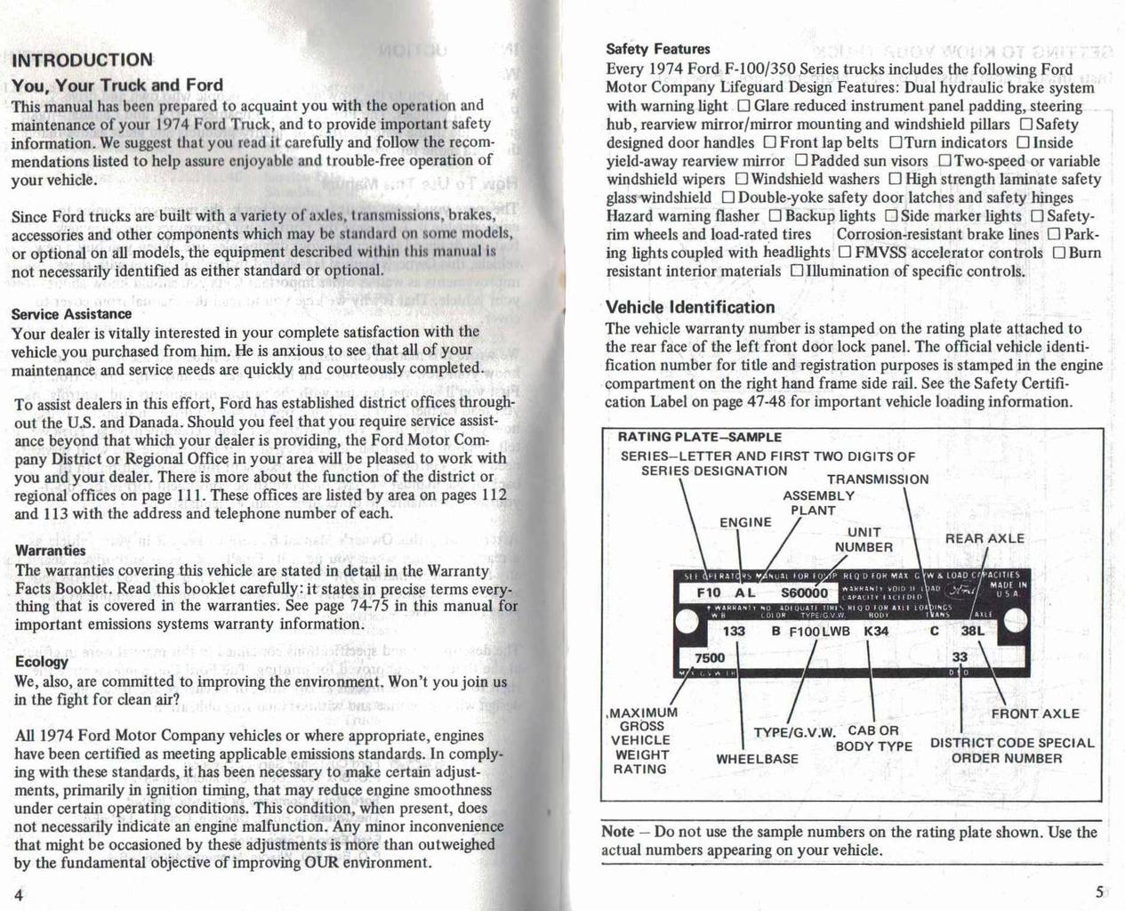 1974 Ford Operators Manual