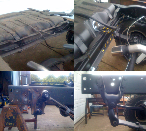 Before and after shackle flip and fuel tank