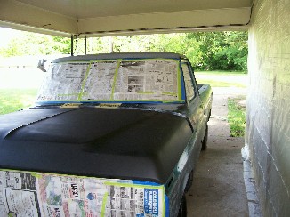 masked off for paint